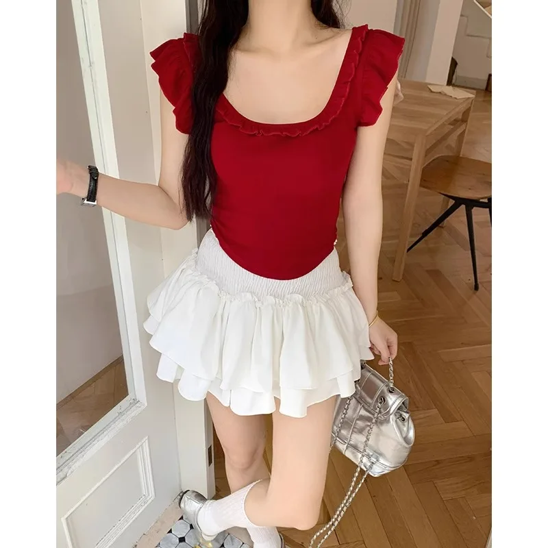 

Pure Desire Backless Short Sleeved t-Shirt For Women In Summer, Slim Fit And Slimming, Low Neck And Collarbone Exposed Top