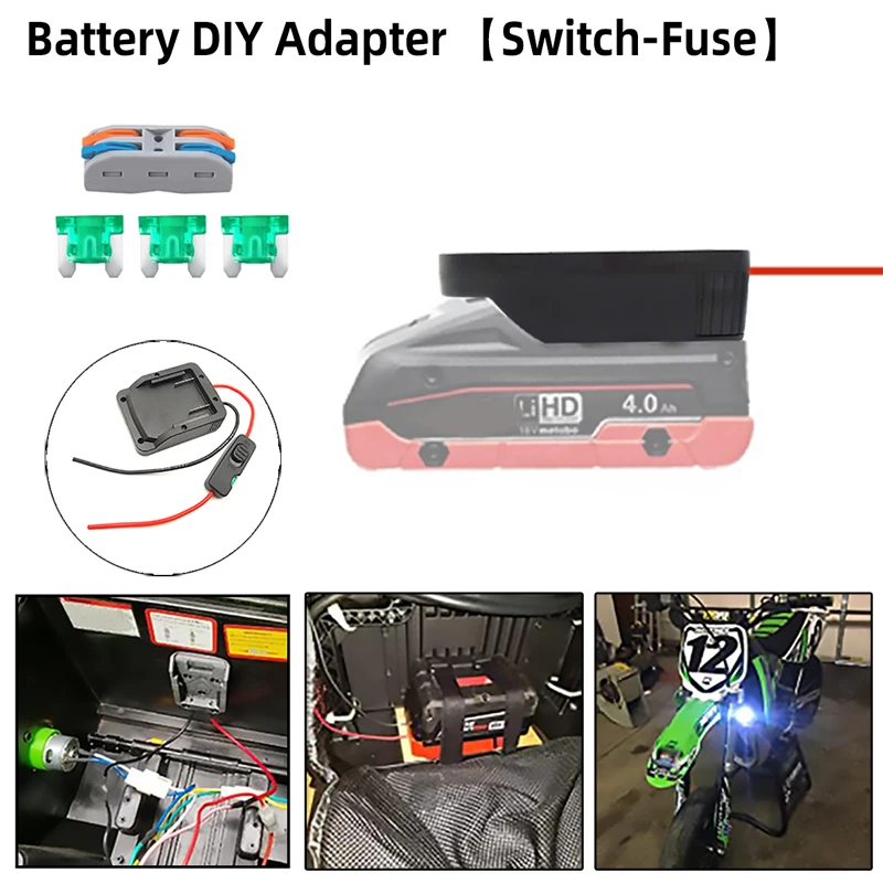 

Адаптер Power Ride Wheel для литий-ионного аккумулятора Metabo 18 В с предохранителями и переключателем включения/выключения, преобразователь аккумулятора для радиоуправляемых автомобилей, игрушечных роботов