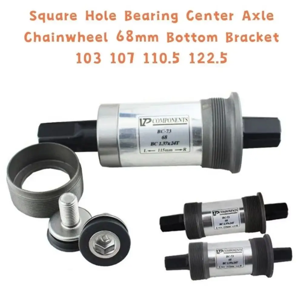 1Set VP-BC73 Bicycle BSA Bottom Bracket Quare Hole 68mm Square Tapered Spindle Crankset Central Shaft 103/107/110.5mm