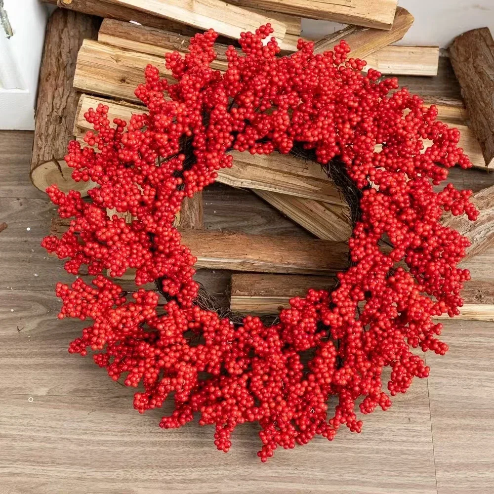 

50cm Artificial Berry Christmas Wreath Home Decoration 20 Inches Front Door Hanging Red Berries Wreath Outdoor Farmhouse Decor