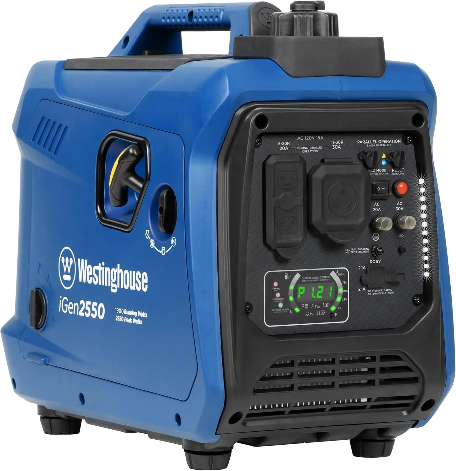 

2550 Peak Watt Super Quiet & Lightweight Portable Inverter Generator, RV Ready 30A Outlet, Gas Powered, Parallel Ca