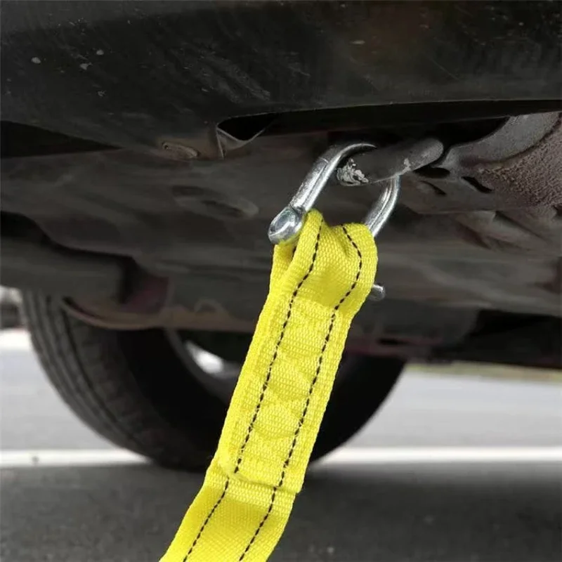 Heavy Duty Towing Rope With U Shaped Metal Hook Flexible For Camping Outdoor Safe Use Vehicle Emergency Rescue Tool
