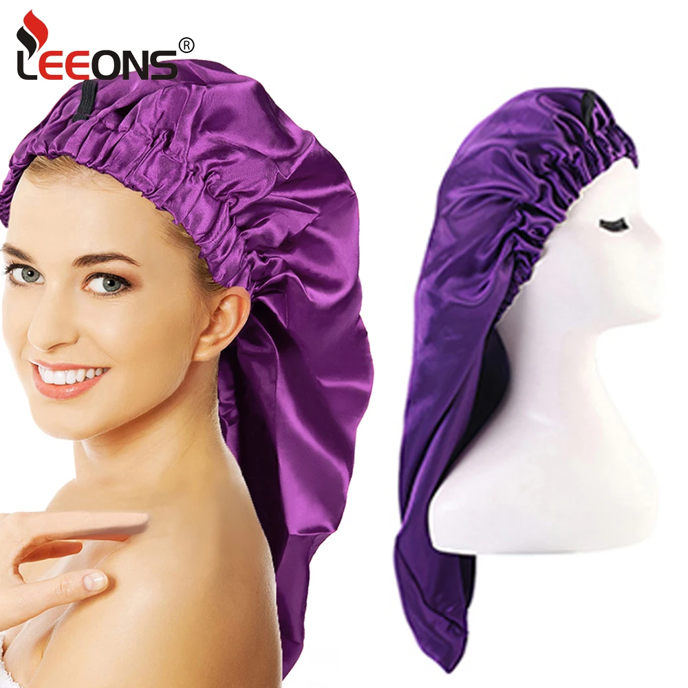 Foldable Elastic Night Cap Satin Sleep Cap For Long Curly Dreadlock Braid Hair Extra Large Sleep Bonnets Protect Hair For Women