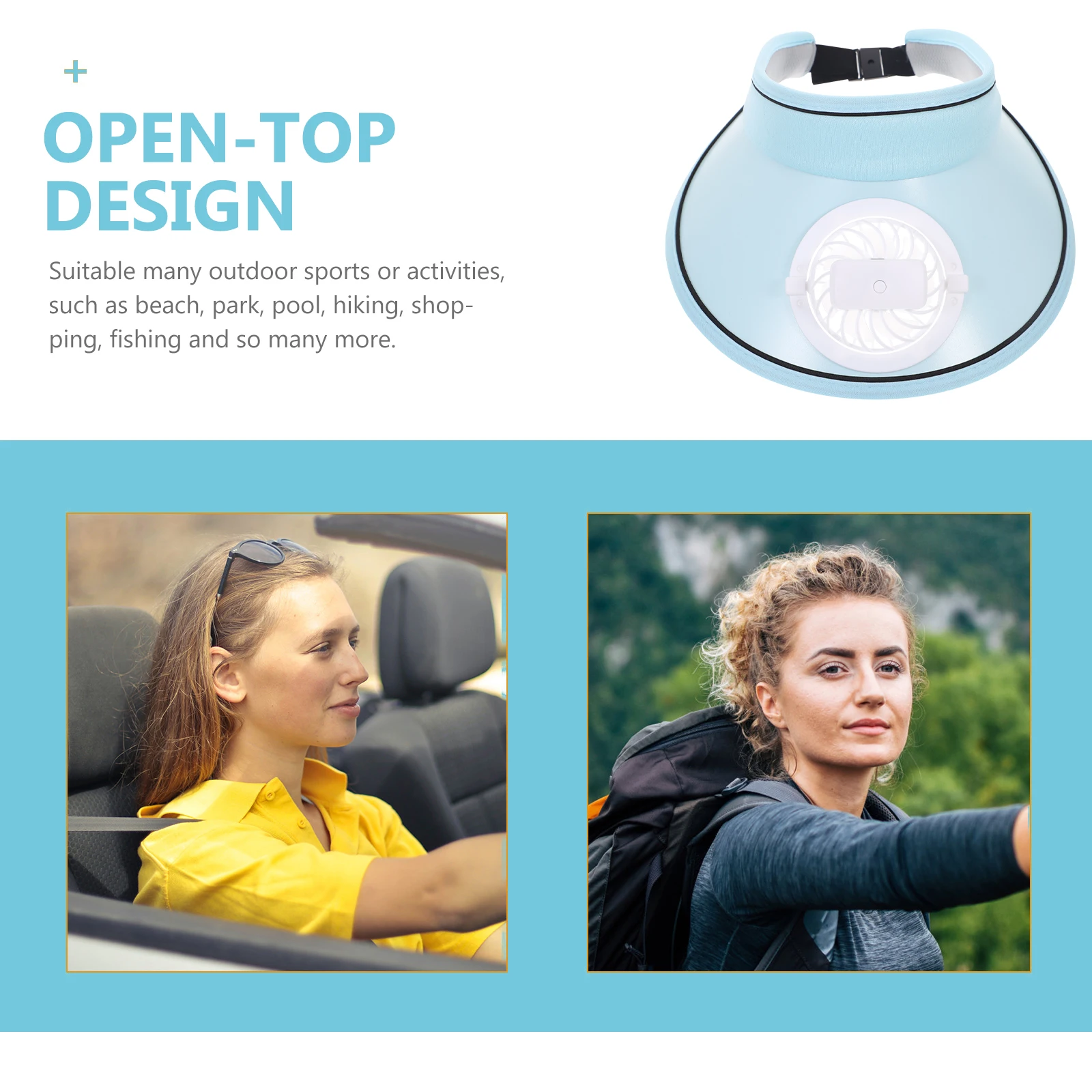 

Usb Rechargeable Fan Summer Sun Visor Hat Uv Protection Wide Brim Shade Cooling For Women Outdoor Beach Pool Hiking Fishing