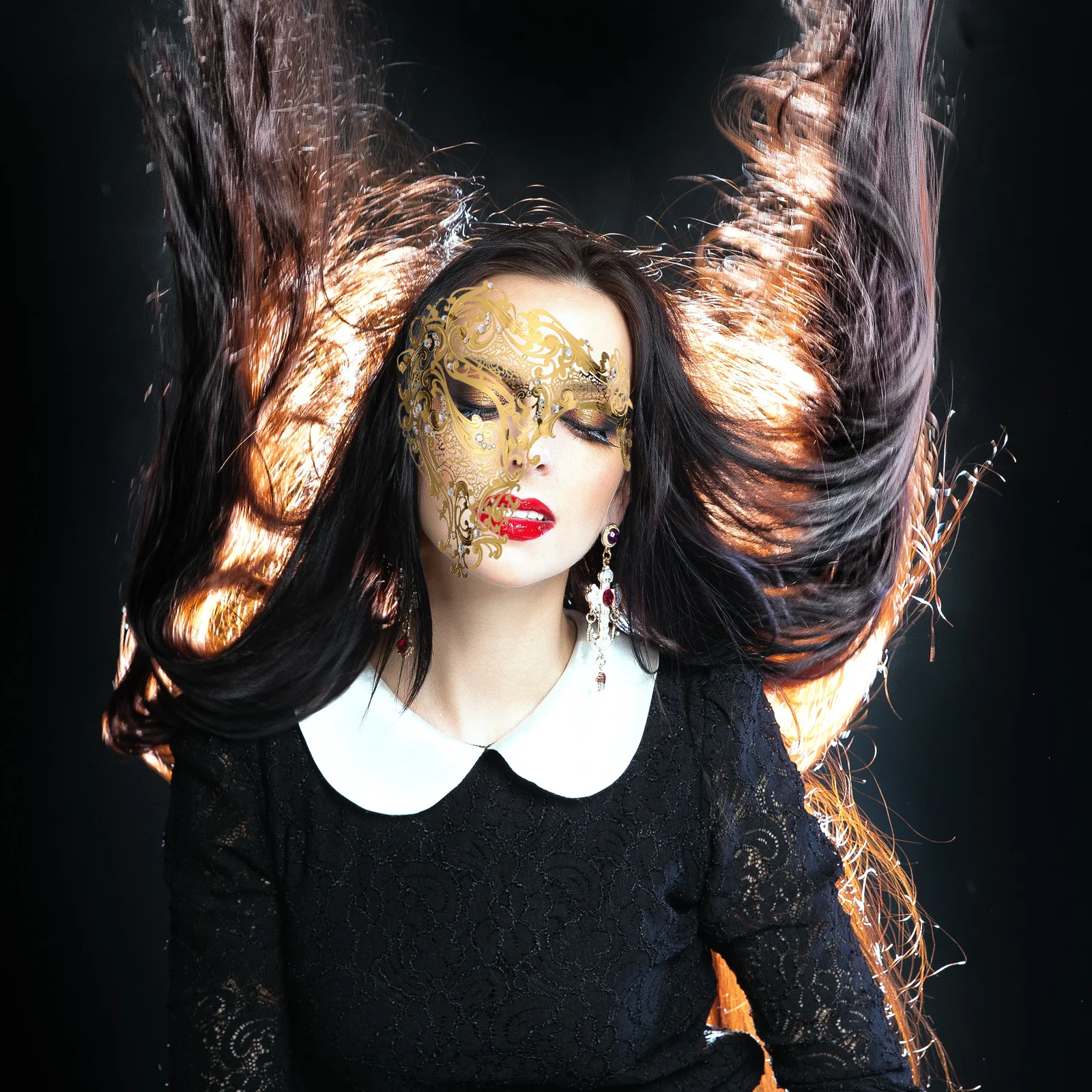 

2Pcs Elegant Masquerade Mask Multi-Function Party Mask Prop for Birthday Costume Event Portable Festival Supply Decorative Face