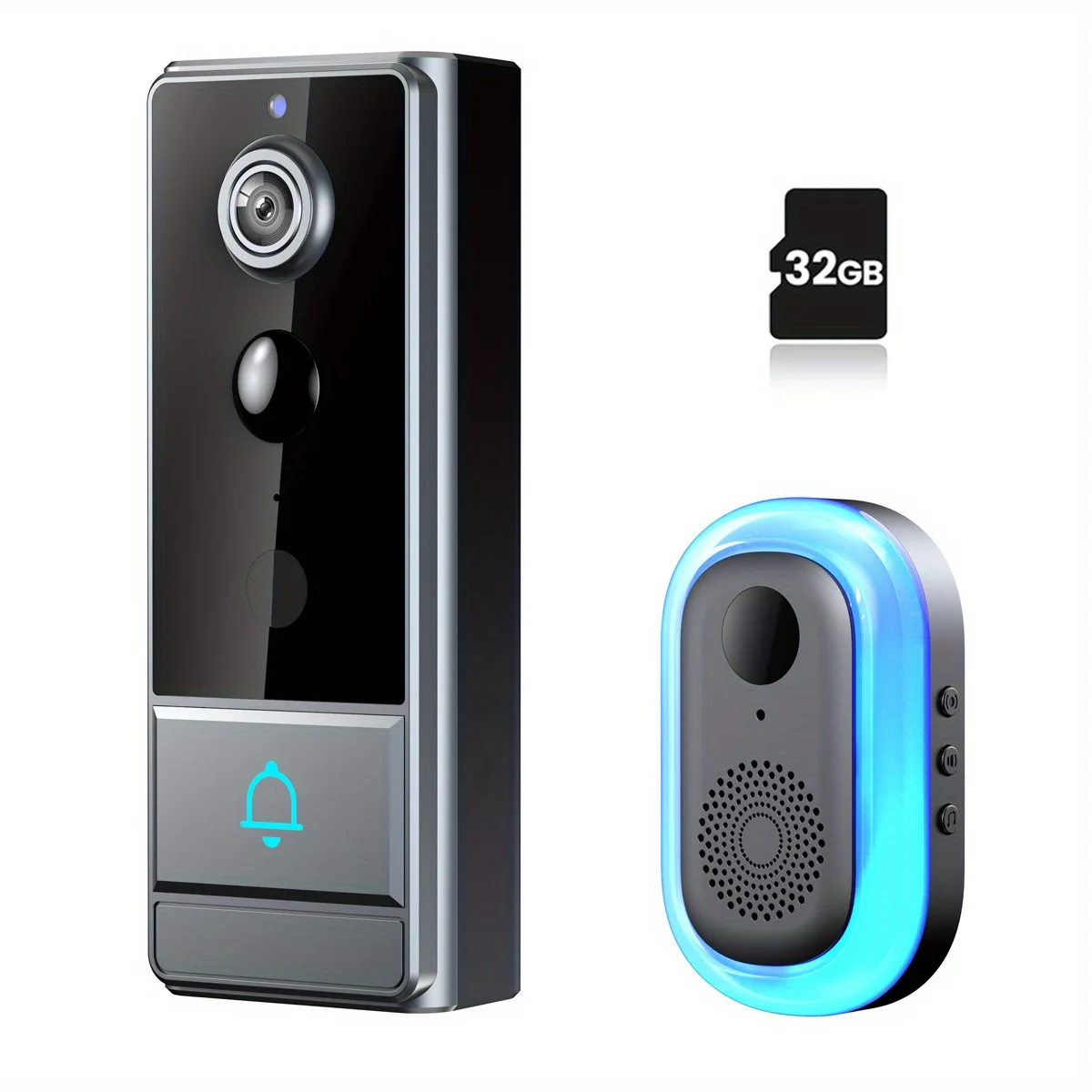 XBIBI Wireless Camera, Multi-combination Smart Doorbell, Wide-angle Video Surveillance, Two-way Voice Intercom, Cloud Storage, Support For Rechargeable Batteries, Equipped With AI Human Body Detection And 2.4G WiFi Connection, Clear Night Vision