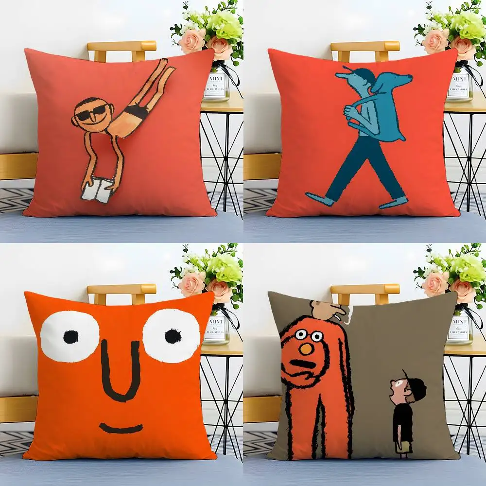 J-Jean Art J-Jullien Pillow Case Anti-dustmite Pillowcase Invisible zipper silky plush Sofa