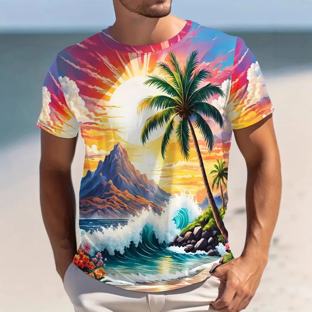 

Trendy and cool 3D digital printing graffiti graphic short sleeved personalized round neck fashionable casual T-shirt for men