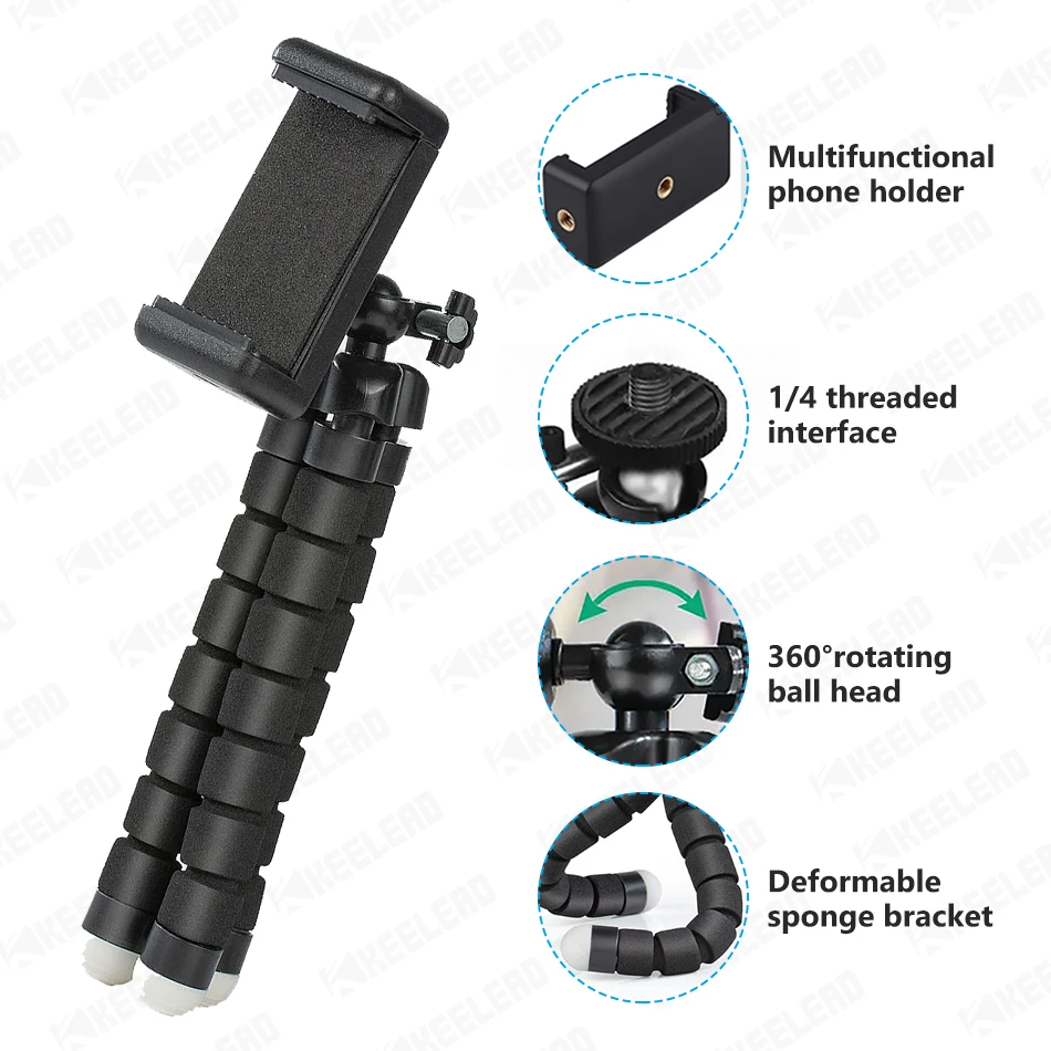 Mini Tripod with Phone Clip for Smartphone Flexible Leg Gorillapod Monopod with Phone Clip for iPhone Xiaomi Samsung