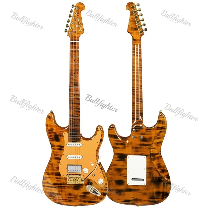 Bullfighter Python Electric Guitar D-190 Pattern Vintage Gold Color 6 Strings 22 Fret Cheap Acoustic Stringed Instruments