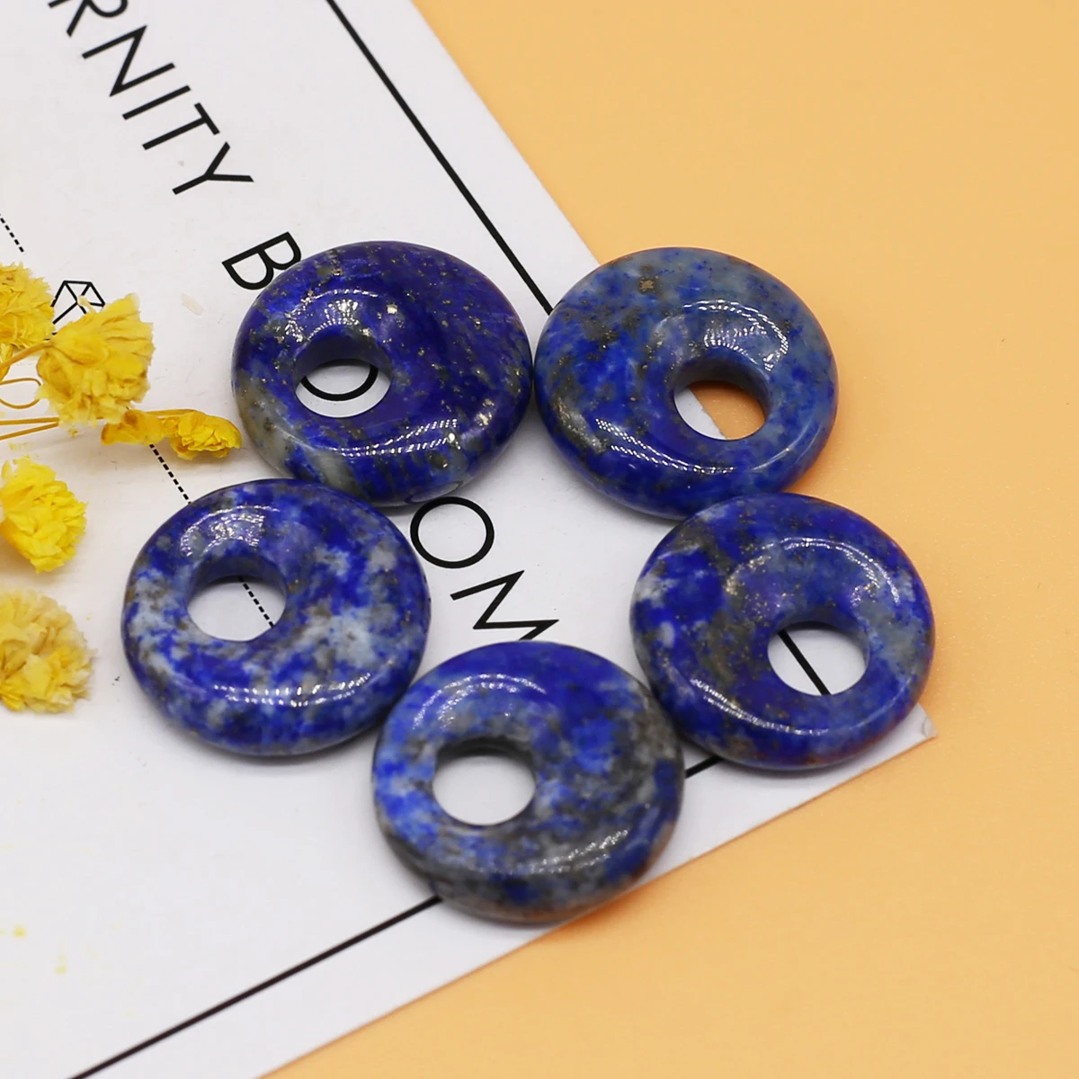 18x18mm Hot Big Hole Round Beads Lapis Lazuli Charms Crystal Natural Stone for Jewelry Making Necklace Earring Accessories