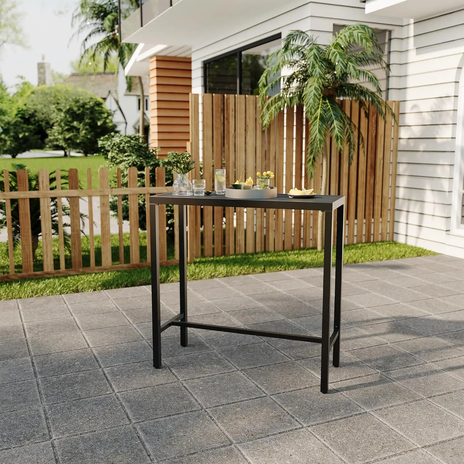 

Rectangle Bar Table for Patio, Outdoor Counter Height Bar Table with Weather Resistant Waterproof Top, Patio High PubTable for B