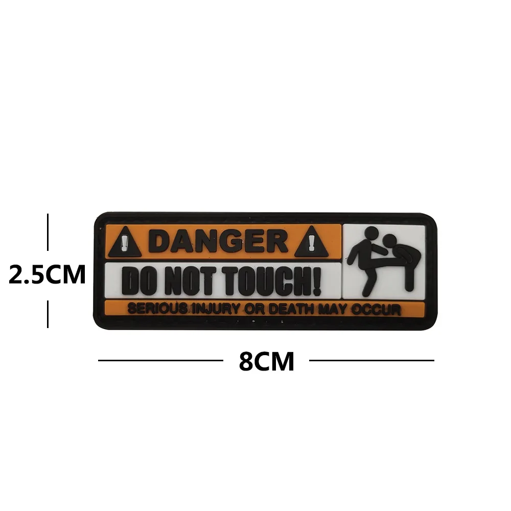 WARNUNG! NICHT ANFAHREN! PVC-Applikations-Emblem, im Dunkeln leuchtend, taktischer Aufnäher mit Haken, leuchtender Aufkleber, Moralabzeichen für Helm, Rucksack – Detail 7