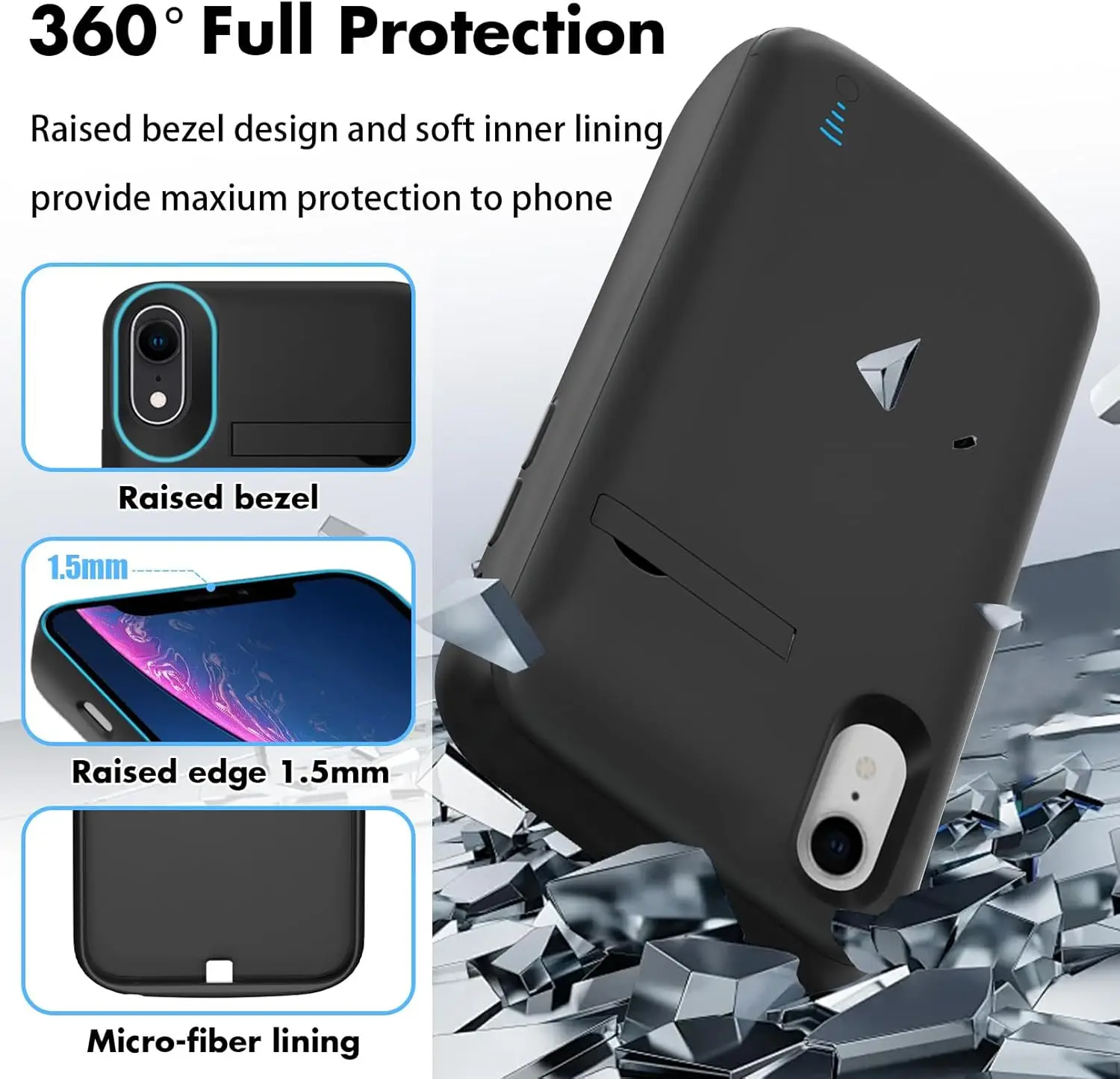 

Модный чехол-зарядка на 10000 мАч для iPhone X XR XS Max 11 Pro, совместимый с функцией Power Bank, чехол с функцией зарядки, совместимый чехол-аккумулятор