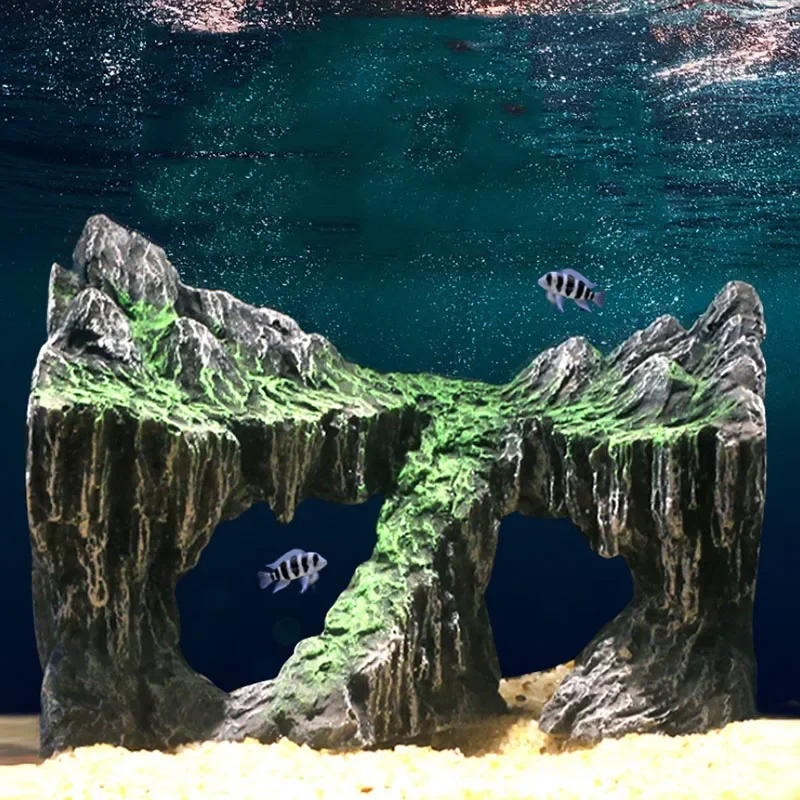 Resin Creative Aquarium Decoration Fish Tank  Simulated Rock Mountain Ornament Acuario Rocks for Aquarium Decor Funny