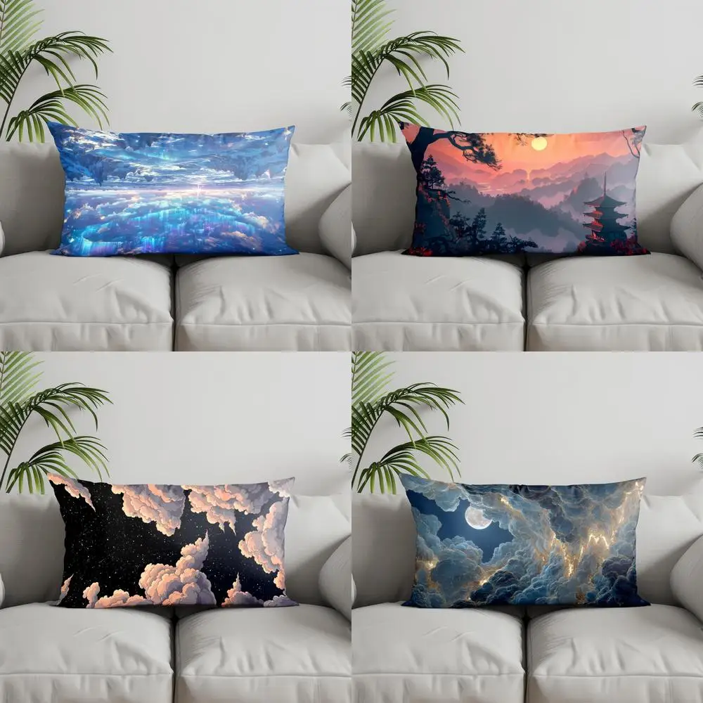 Home Decor Enchanting Sky and Clouds Pillow Suitable For Sofa Bedroom Car Pillow Cover Cushion Rectangular Back Cushion