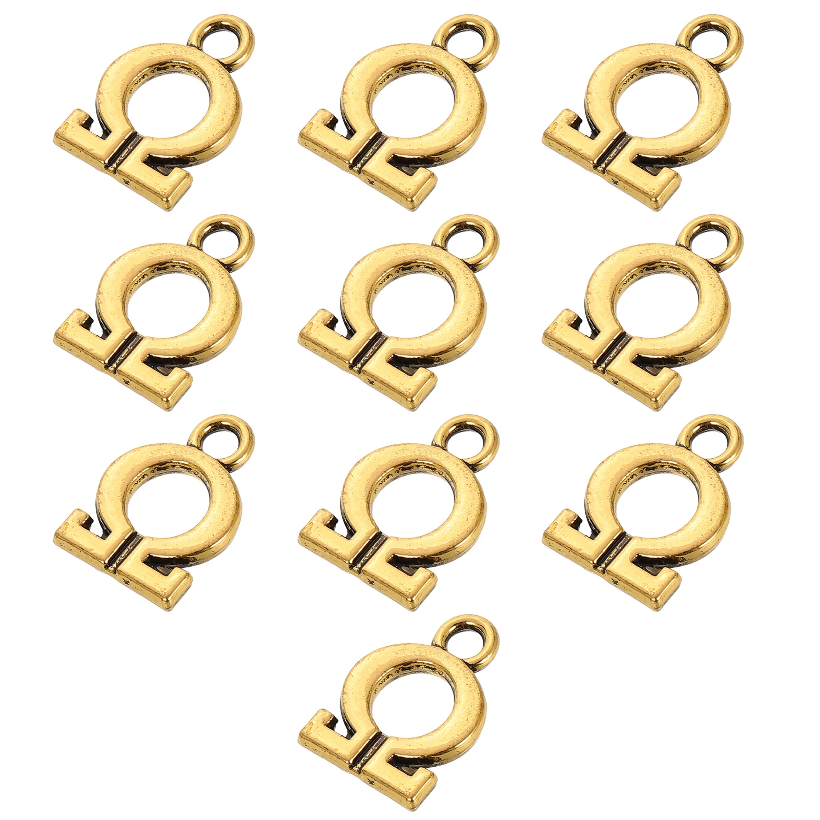 

10pcs Greek Letter Jewelry Alphabet Charms Silver Alloy Necklace Bracelet Earrings Craft Project Beads Pendant