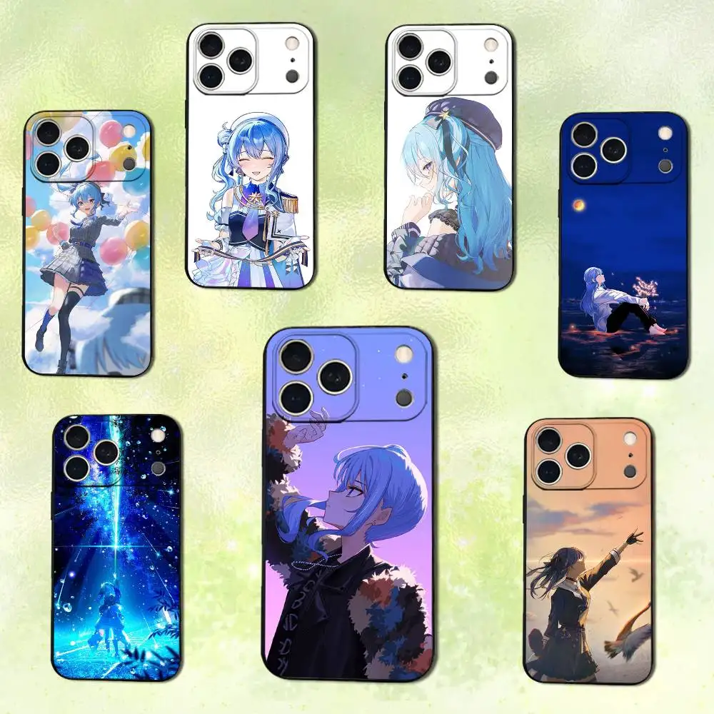 Funda de teléfono Singer H-Hoshimachi S-Suisei para iPhone 14,13,17,12,11,16,15,Plus,Pro Max,XS,X,XR,SE,Mini, funda negra de silicona suave