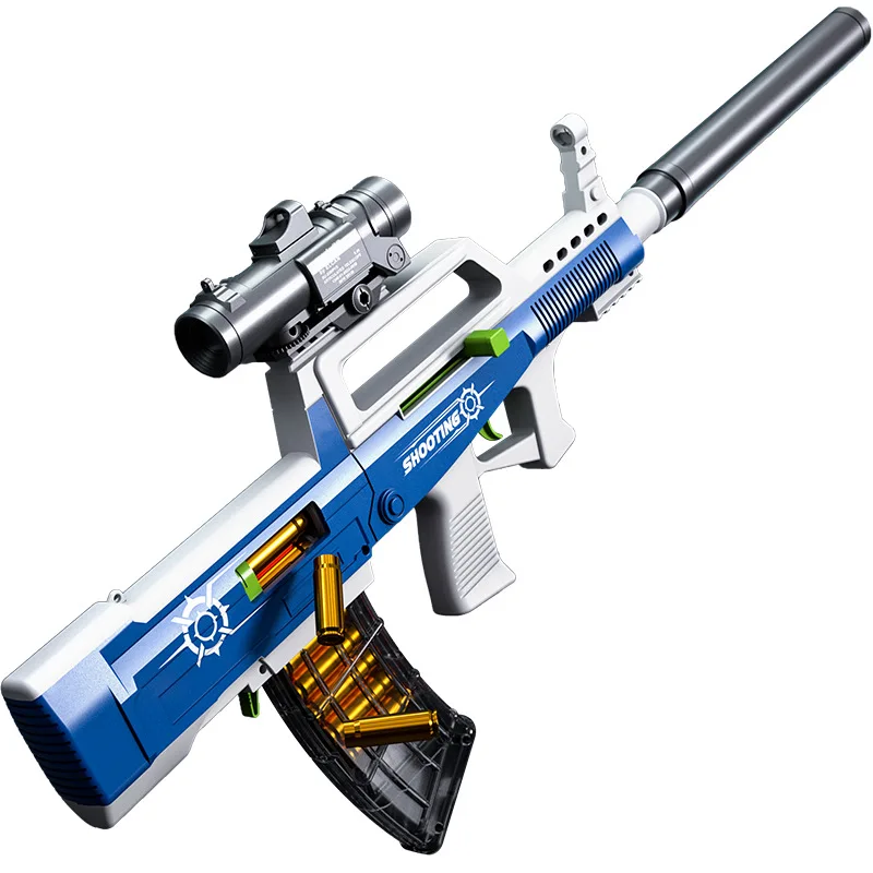 QBZ 95 소프트 총알 총 던지기 쉘 포함 장난감 총 소년 기관단총 모델 수동 로딩 돌격 소총을 발사할 수 있습니다