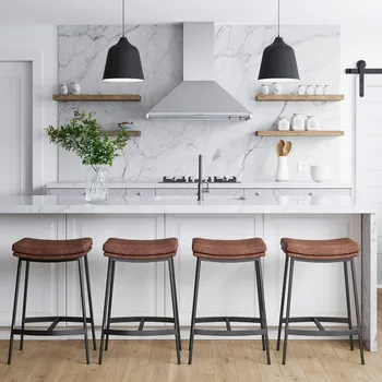 Arlo moderne rugloze gestoffeerde aanrecht barkruk