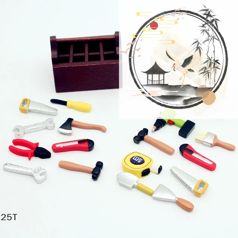 

1Set 1:12 Dollhouse Miniature Toolbox Handmade Tools Sets Model Furniture Accessories For Doll House Decor Toys Decorative Props