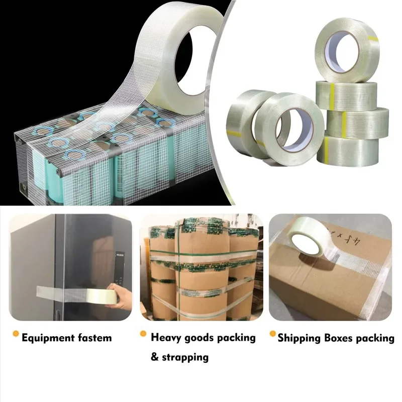 Glass Fiber Adhesive Mesh Tape 25/50/100M Transparent Waterproof Grid Tape High Viscosity Reinforced Strapping Packing Seal Tape