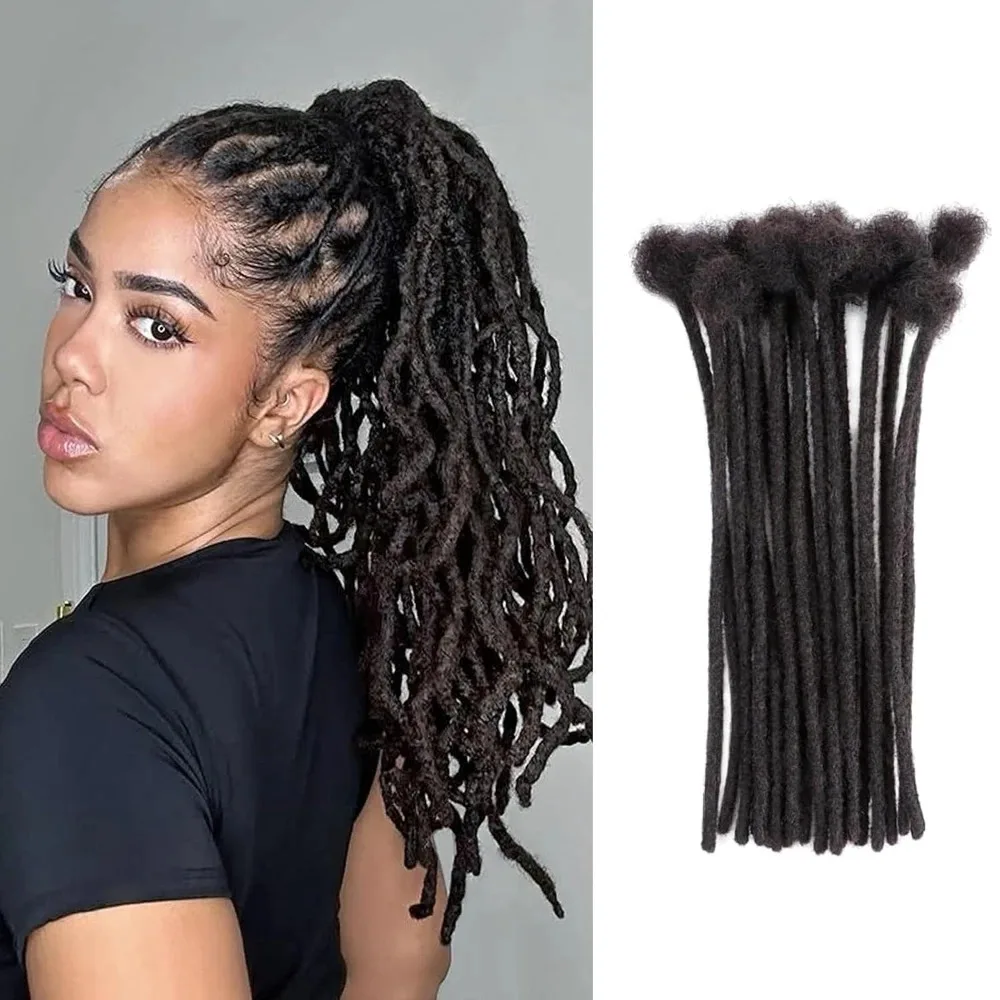 0,6 cm Echthaar-Dreadlock-Extensions 4-18 Zoll 30 Stränge Vollständig Handgefertigte Locs Weiches Natürliches Haar für Männer und Frauen – Detail 1