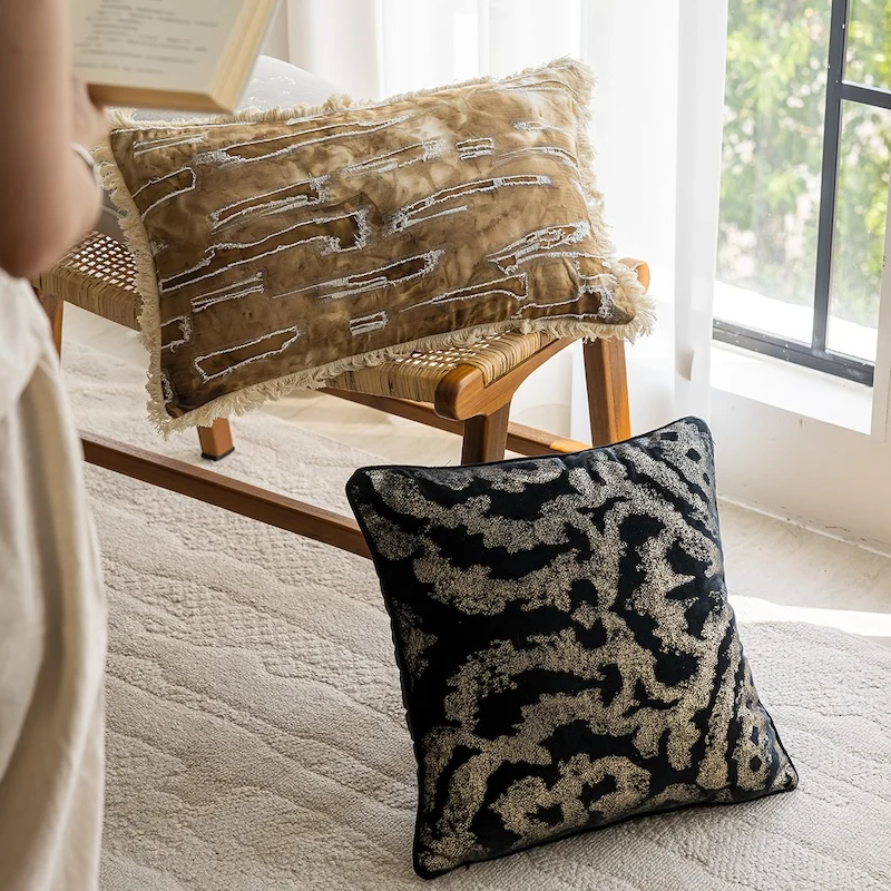 Retro Grey Color Pillows Simple Geometric Cushion Case Modern Square Decorative Pillow Cover For Sofa Chair Home Decorations