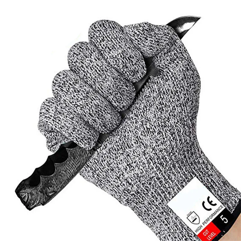 Grade 5 HPPE Anti-Cut Gloves Kitchen Gardening Anti-Cut Knitted Gloves Anti-Thorn Wear-Resistant Glass Building Cutting Gloves