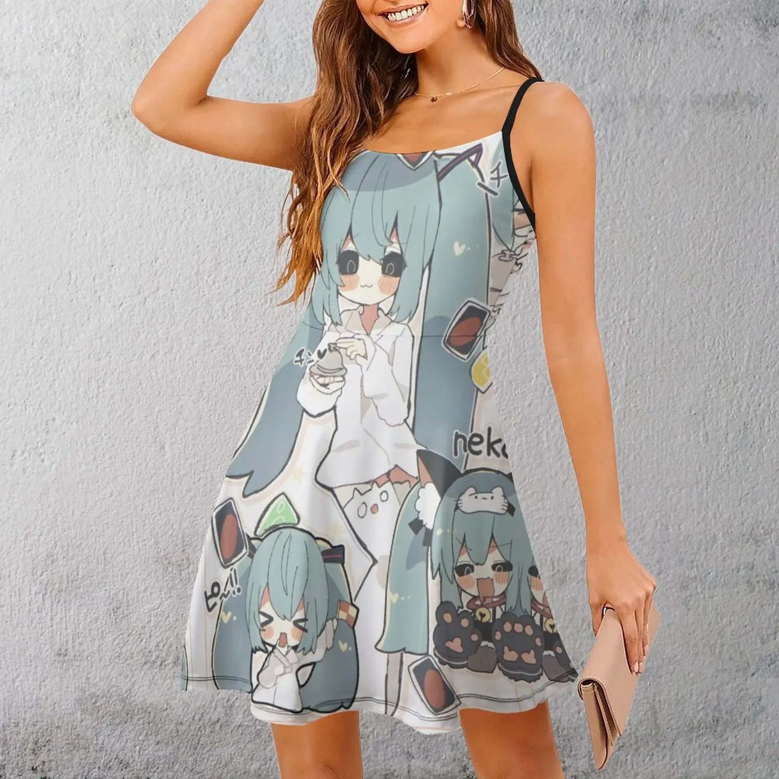 

ミク Leek Girl Princess (116) женское платье на бретельках с графическим рисунком, крутое экзотическое женское платье, коктейльные платья с графикой и юмором