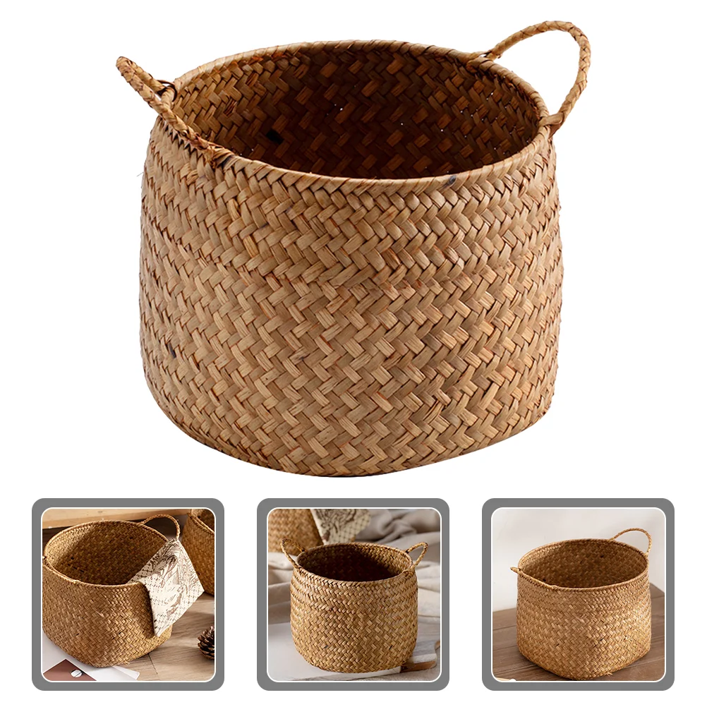 Seagrass Basket Woven Plant Pot Holder Desktop Flower Arrangement Basket Woven Basket seagrass baskets