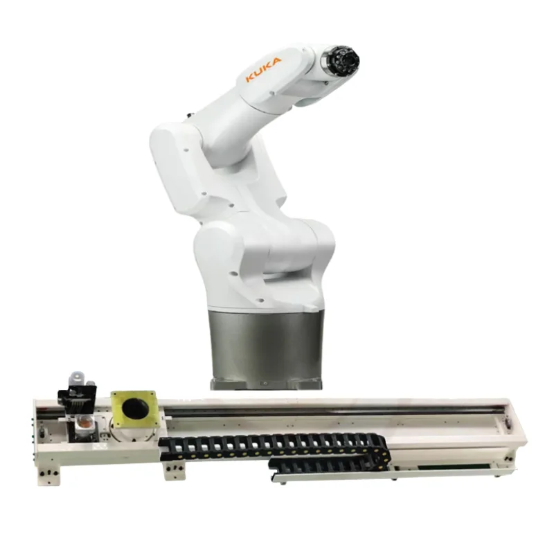 Измерение, распыление, обработка кронштейна робота KUAK KR4 R600 Робот KR C5 Микроуправляющий шкаф CNGBS Рабочая станция с направляющей