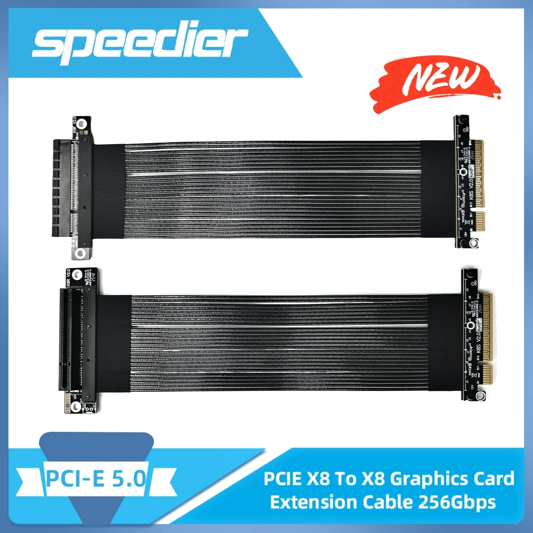 2026 ADT Dwarfed PCIe 5.0 X8 To X8 Gen5 High-speed Lossless RTX 5070 RX9070 Graphics Card Extension Soft Riser Cable 256Gbps
