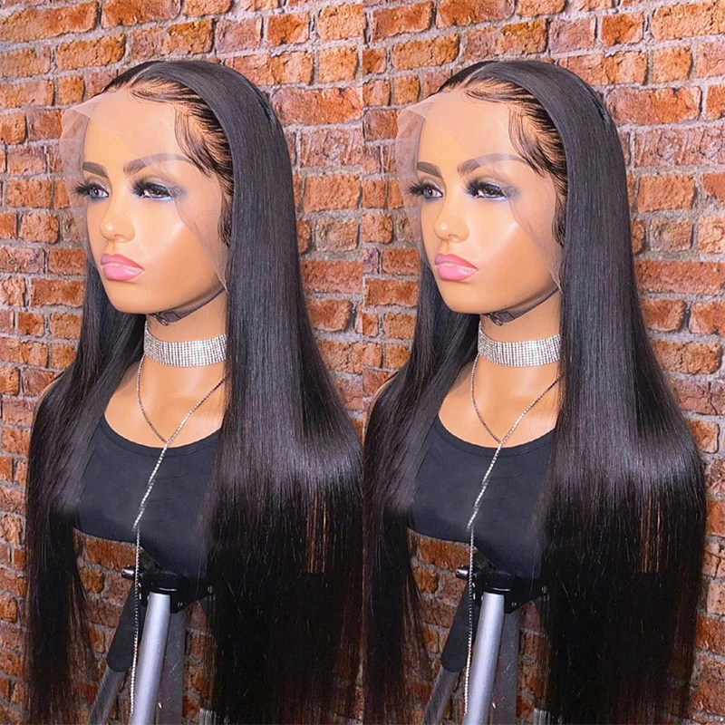 Long Soft 26Inch 180Density Natural Black Straight Lace Front Wig For Women BabyHair Heat Resistant Preplucked Daily Glueless