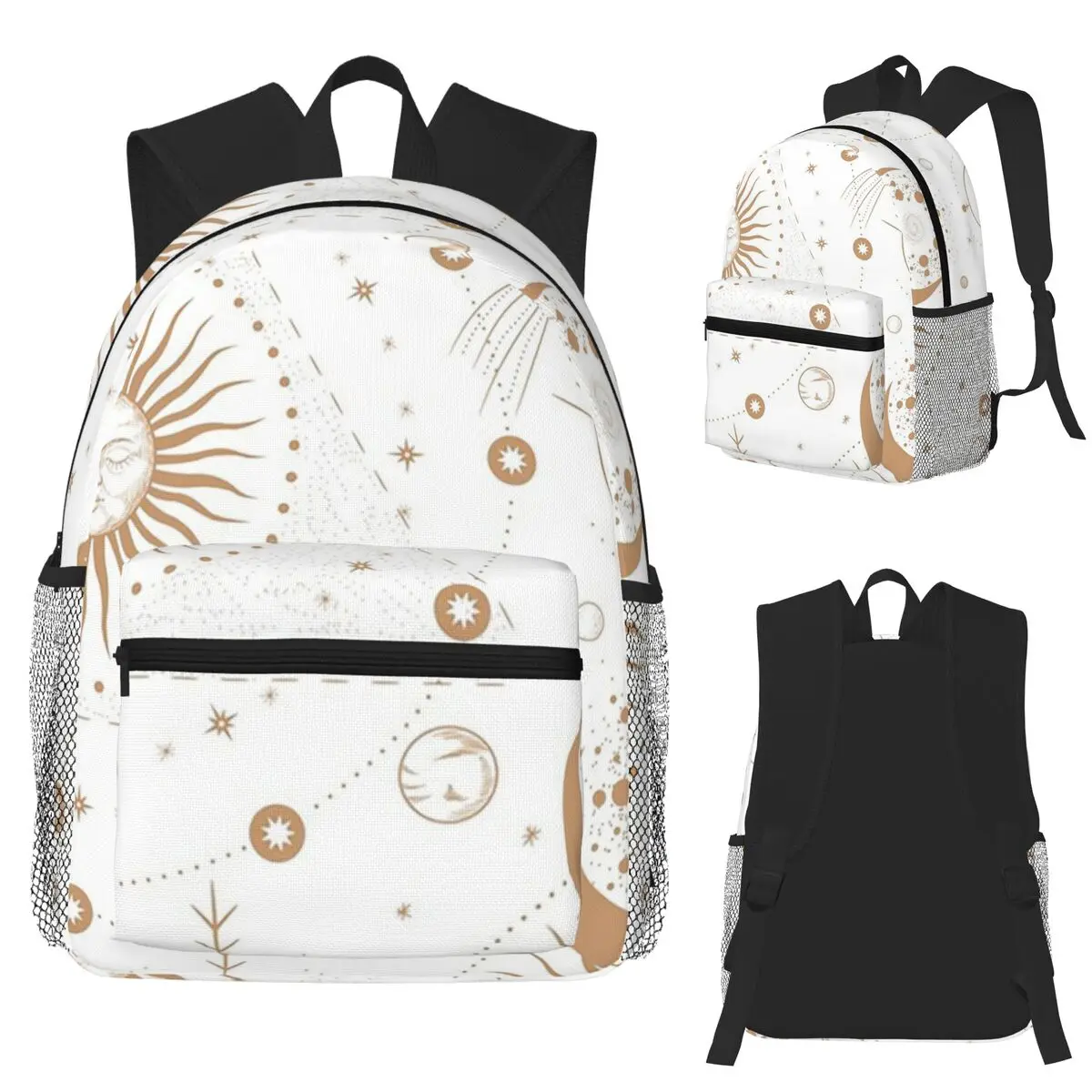Stars Sun Moon Constellation Planet Eyes Student Backpack School Bag Hiking Travel Daypack for Men Women Bookbag Shoulder Bags