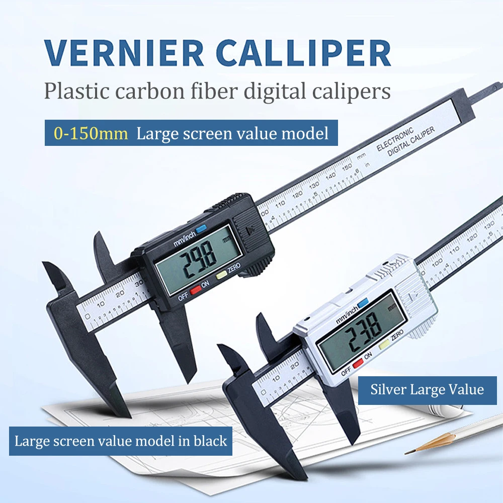 

1PC Plastic Vernier Caliper Digital Display Caliper Mini Text Play Caliper Student Vernier Ruler 0 to 150mm Measuring Tool