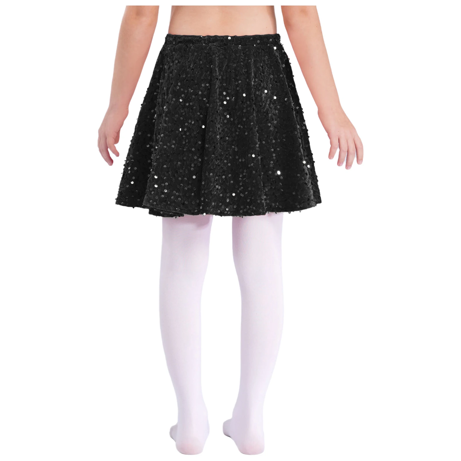 Gonna da ballo per balletto per bambina, con paillettes scintillanti, in velluto, elastico in vita, gonne arricciate per spettacoli di danza per feste di Natale