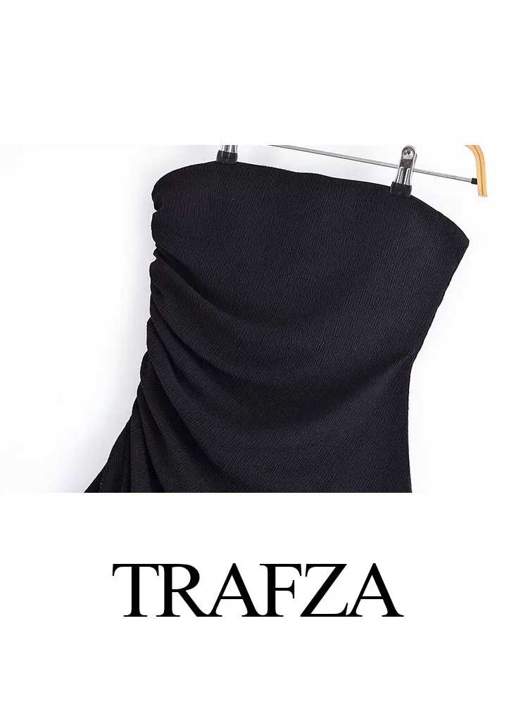

TRAFZA женский летний новый модный топ без бретелек с асимметрией без рукавов женский элегантный сексуальный с открытой спиной вечерние складные тонкие 3-цветные топы