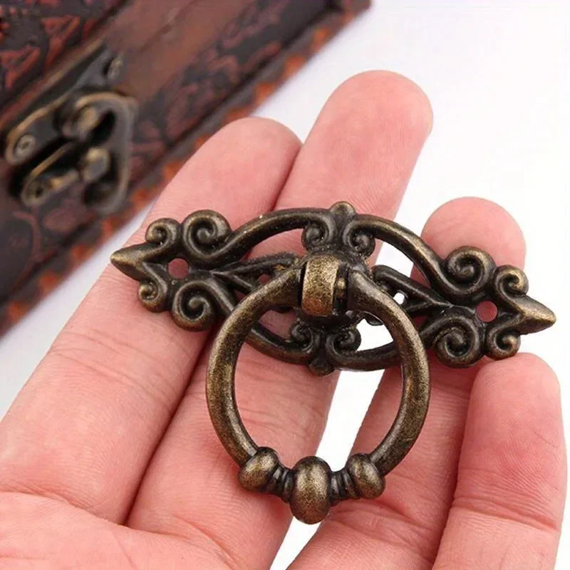Cabinet Retro Handle Door Antique Alloy Handle Drawer Pull Ring Wood Case Handle Hanging Ring For Home Furniture DIY Decoraction