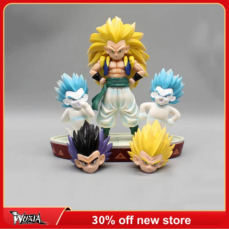 20cm Dragon Ball Gotenks Action Figure New PVC Anime Characters Change Heads Ornaments Collection Desktop Display Gift Toys