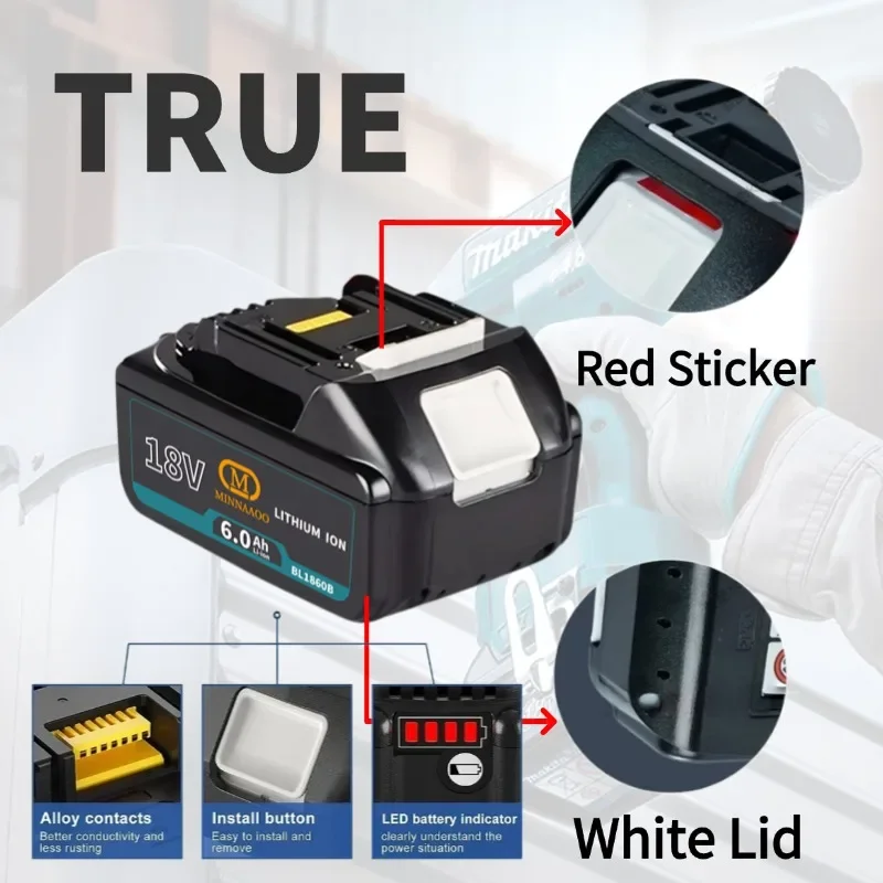 Genuine For Makita🔋 18V 6000mAh Rechargeable Battery BL1860/BL1850/BL1840 Compatible with LXT Tools