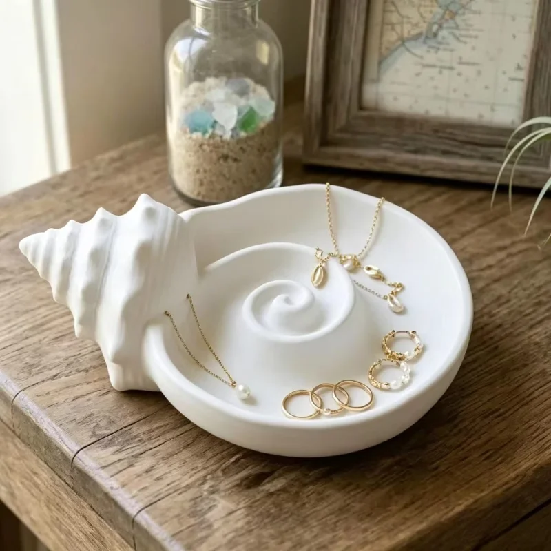 Schmuckaufbewahrungstablett im nordischen Stil mit Muschelmotiv, Schlüssel- und Schmuckaufbewahrungstablett, Aufbewahrungsregal