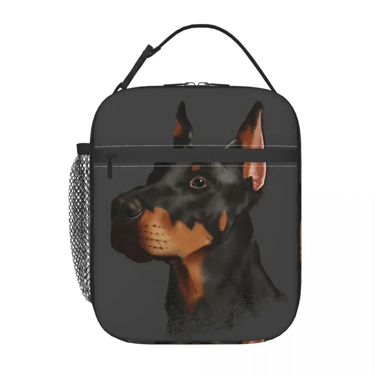 

Doberman Dog Canine Portrait Insulated Lunch Bag for Women Kids Leakproof Food Boxes Thermal Lunch Box Tote