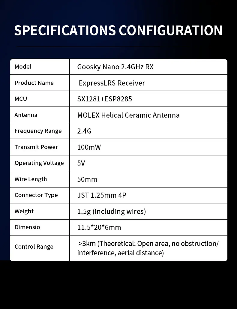 Goosky 2.4G ExpressLRS ELRS récepteur pour hélicoptère FPV Freestyle Drones longue portée pièces de bricolage