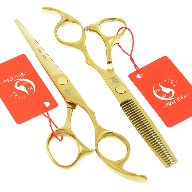 

Meisha 5.5/6 inch Gold Hair Salon Scissors Set Barber Cutting Thinning Scissor Professional Hairdressing Styling Tool A0032A