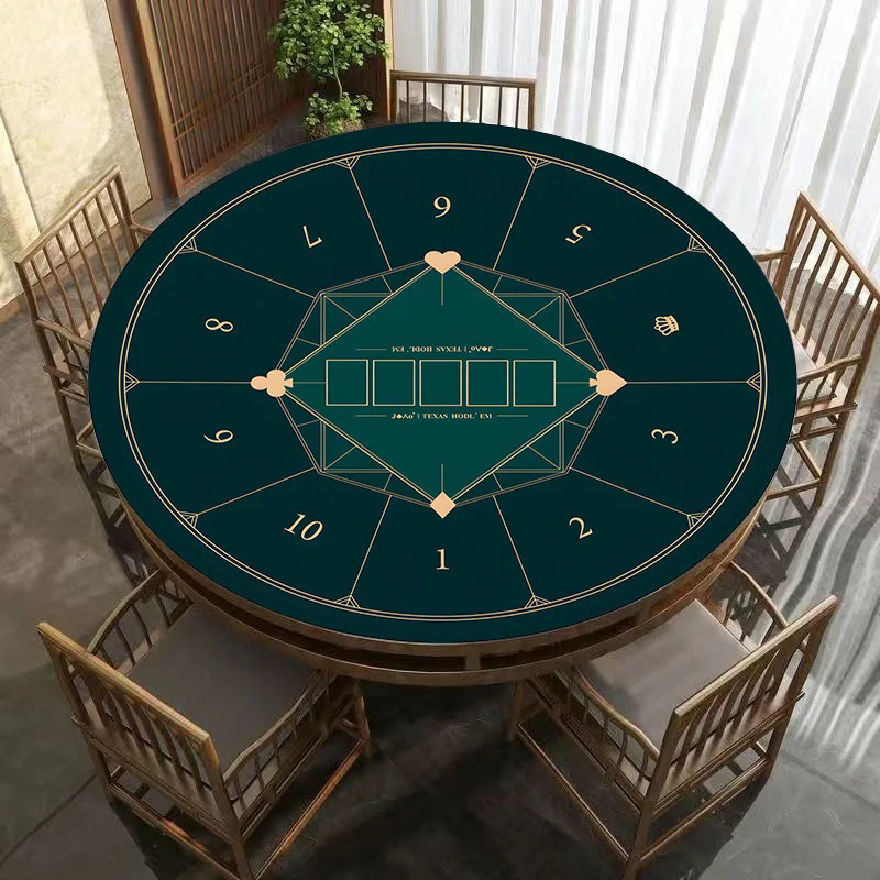 

Table Cloth Casino Texas Hold'em Tablecloth Round Waterproof Poker Game Mat for 10 Player Portable Rubber Poker Table Cover Mat