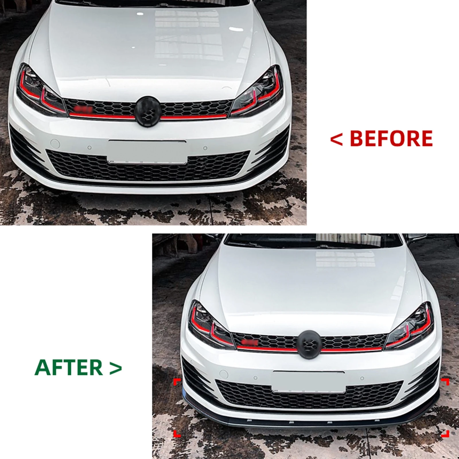 Front Bumper Spoiler Lip For Volkswagen VW Golf 7 MK7 GTI R Rline 2013-2016 Carbon Fiber Look/Gloss Black Lower Splitter Blade