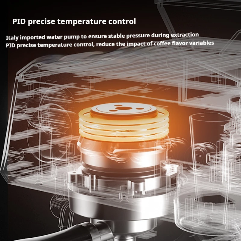 Home and Commercial Coffee Maker - Semi-Automatic Italian Grinder with Steam Milk Frother