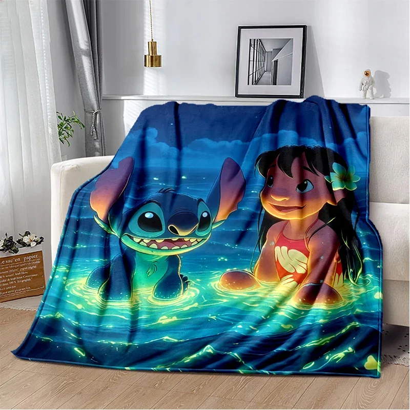 Manta de Franela Suave con Diseño de Lilo & Stitch 2, para Cama, Sofá, Picnic, Oficina, Regalo para Niños