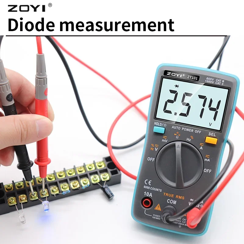 ZT101 6000 Counts Digital Multimeter Voltmeter True RMS AC/DC Current Voltage Tester Ammeter Mini Resistance Meter LCD Display